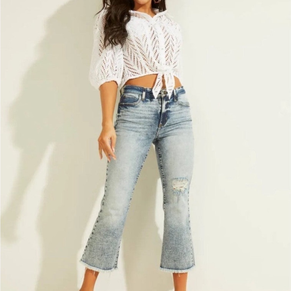 Guess Ayla High Rise Kick Flare Jeans Size 28 - Picture 3 of 15
